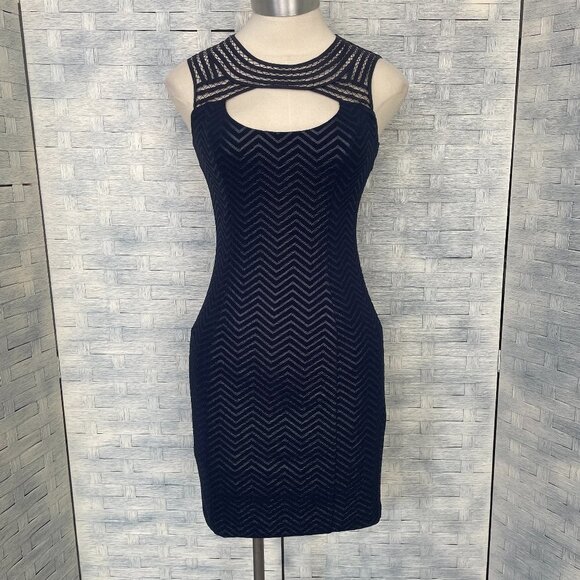 Guess‎ Navy Blue Chevron Cutout Sheath Dress Womens 0 Cocktail Party Evening - Picture 1 of 10